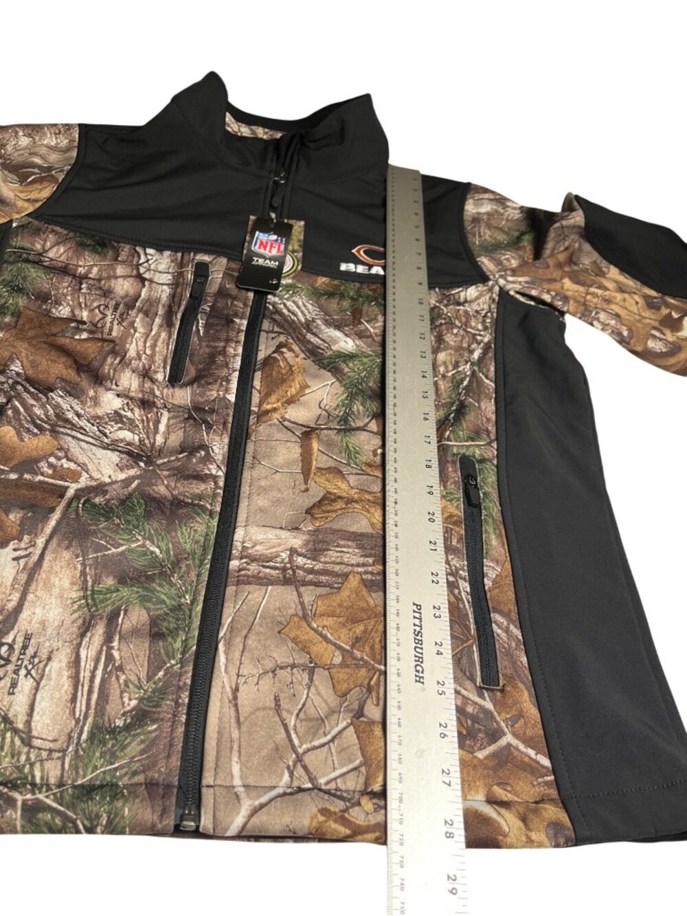 NWT- Realtree Camo Black Chicago Bears Softshell L Full-Zip Jacket fleece lined - Picture 15 of 16